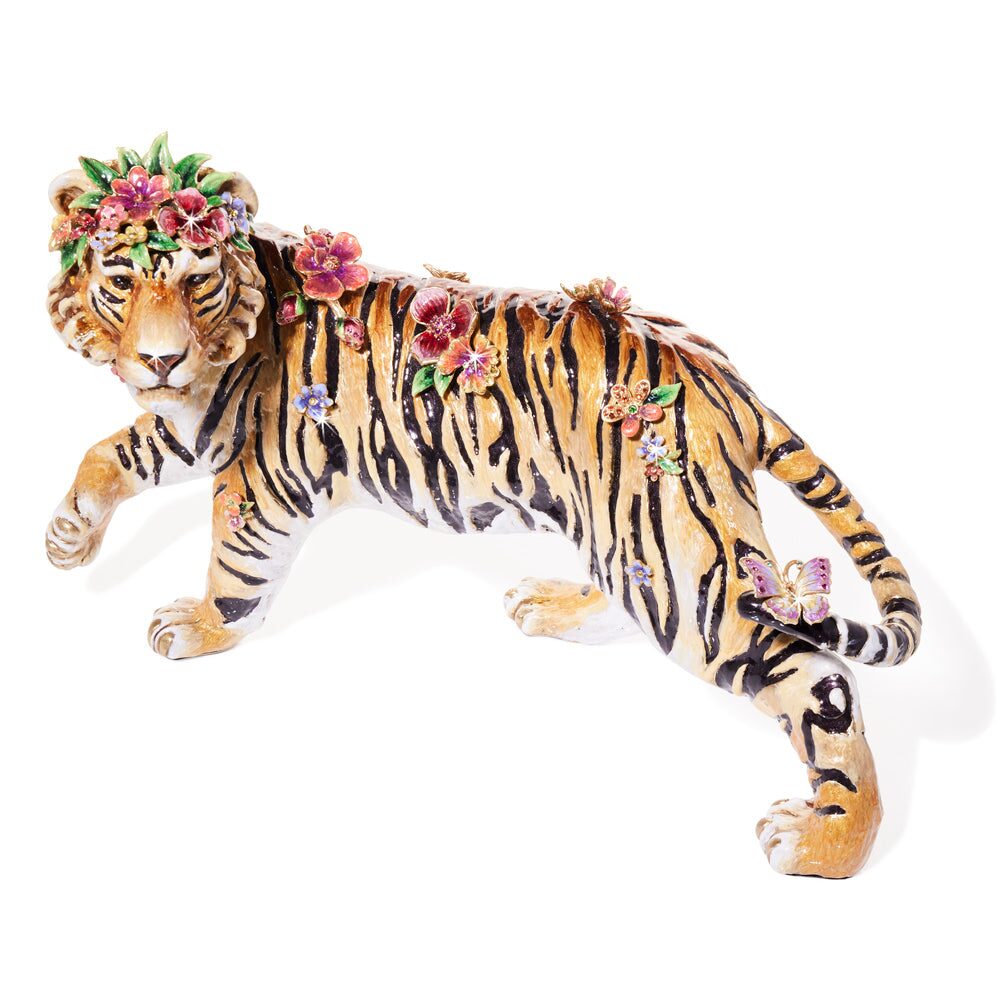Jay Strongwater Tiger with Flower Crown Figurine, alternate view