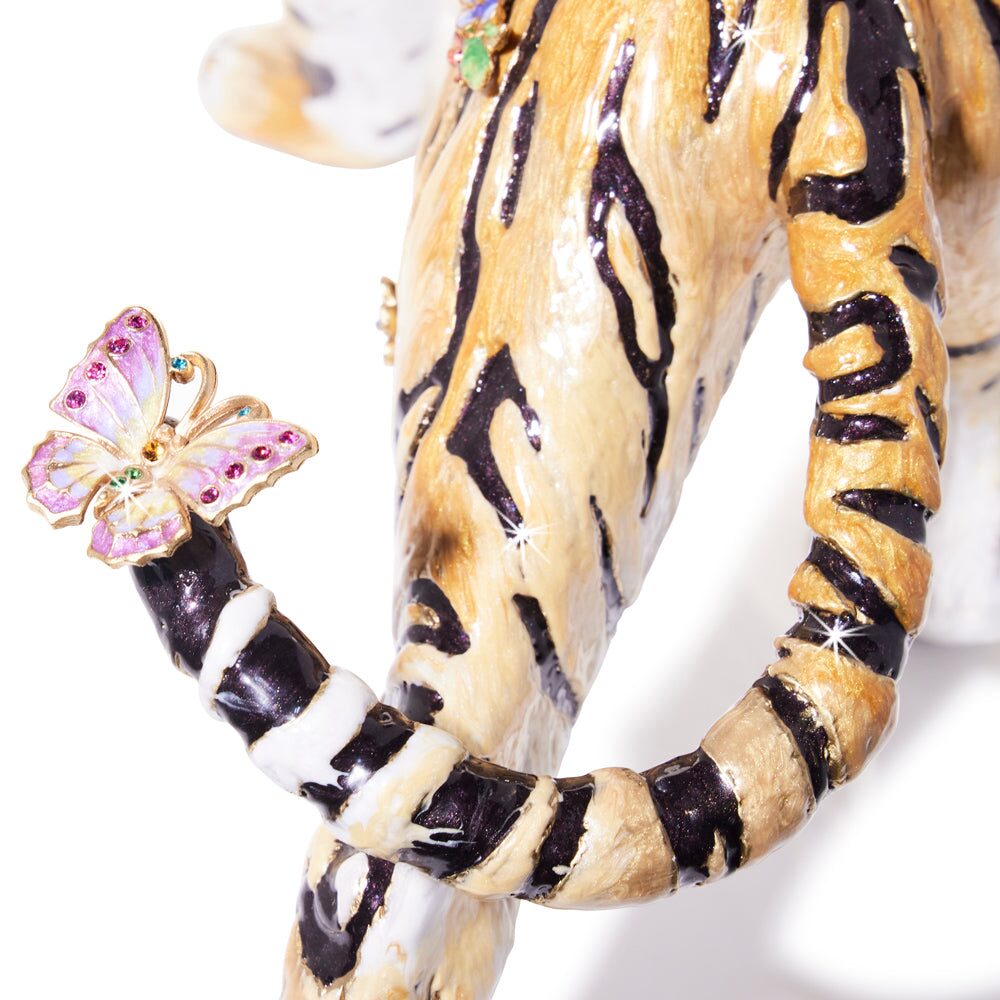 Jay Strongwater Tiger with Flower Crown Figurine, alternate view