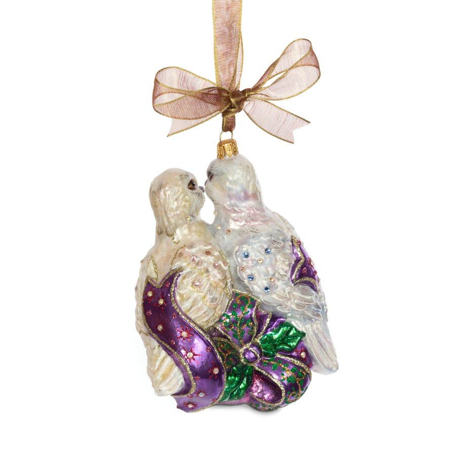 Jay Strongwater Two Turtle Doves Glass Ornament, alternate view