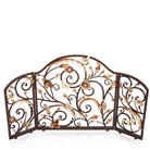 Jay Strongwater Vincenté Fireplace Screen - Gold & White