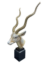 Jay Strongwater White and Gold Antelope Objet - Black Marble Base Figurine