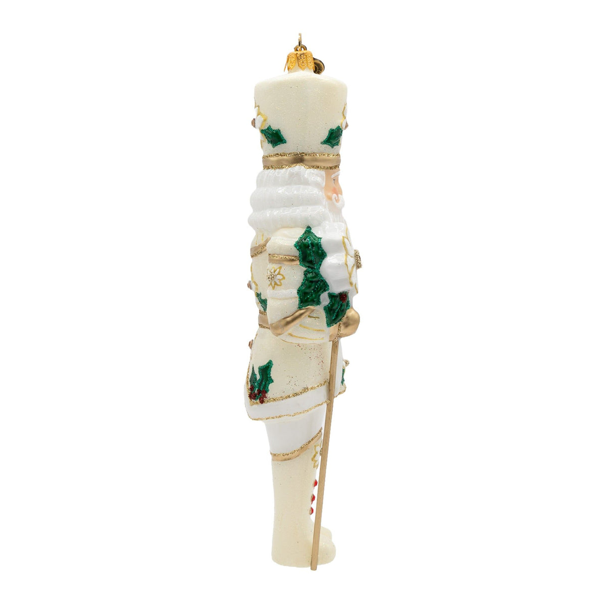 Jay Strongwater White and Gold Poinsettia Nutcracker Ornament, alternate view
