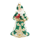 Jay Strongwater White and Gold Poinsettia Santa Ornament