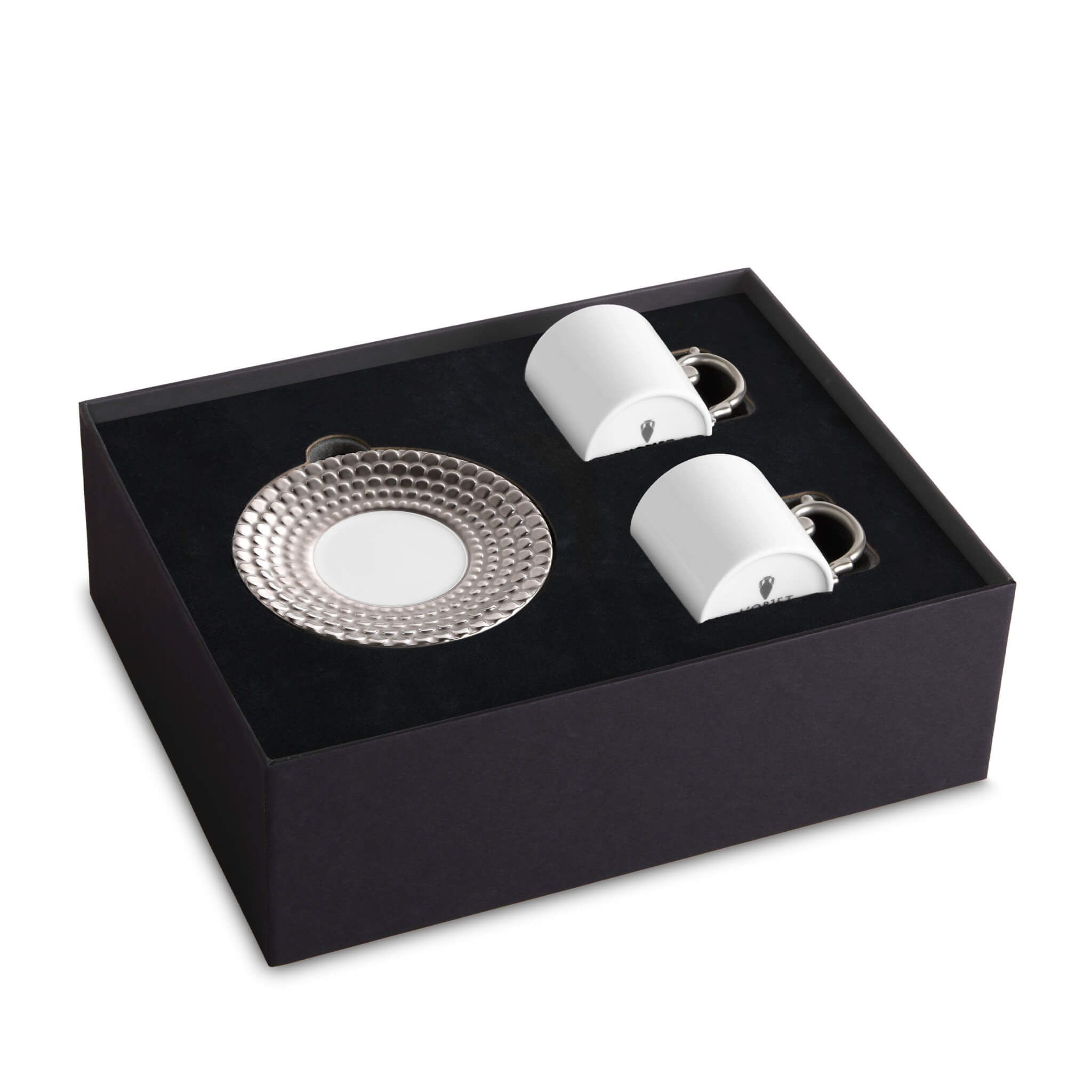 L'Objet Aegean Espresso Cup & Saucer Set of 2 — Platinum