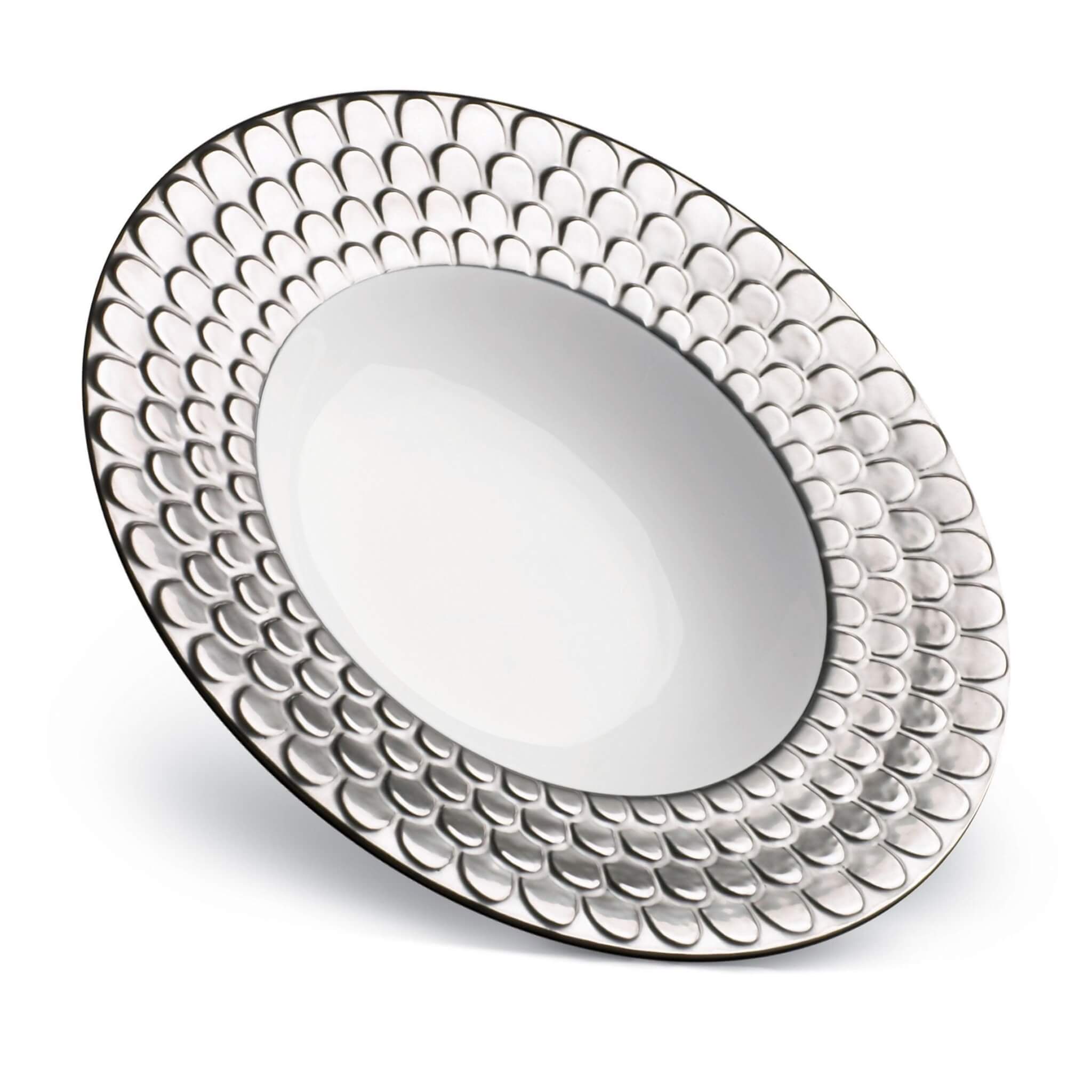 L'Objet Aegean Rimmed Serving Bowl — Platinum