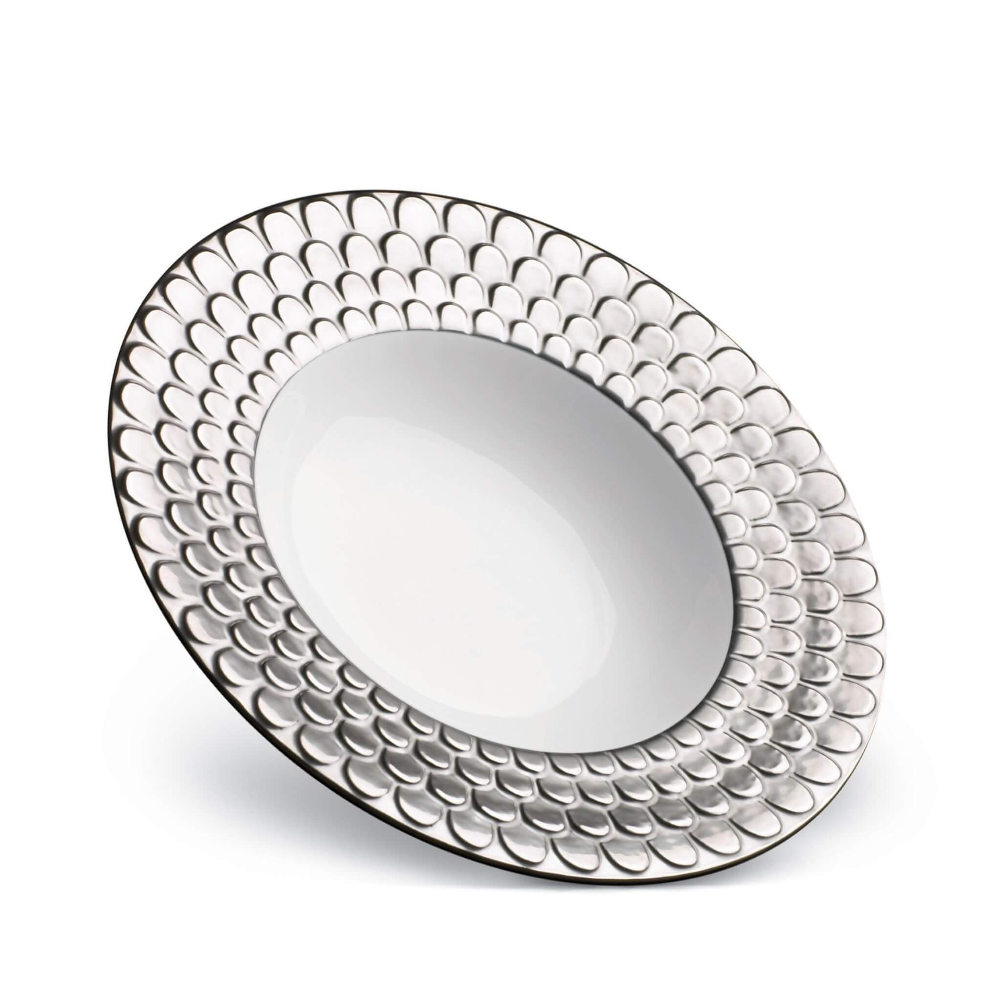 L'Objet Aegean Soup Plate Soup Plates & Rimmed Soup Bowl — Platinum