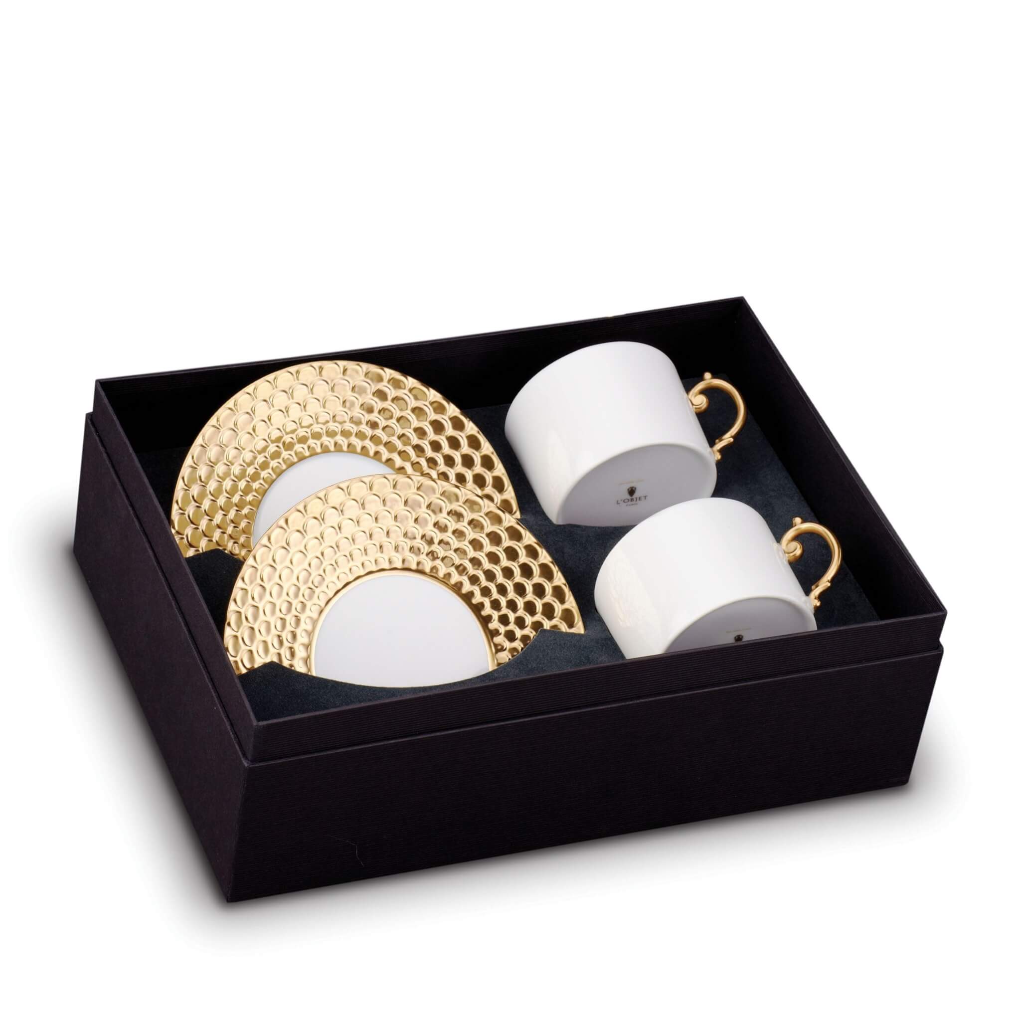 L'Objet Aegean Tea Cup Saucer Set of 2 — Gold