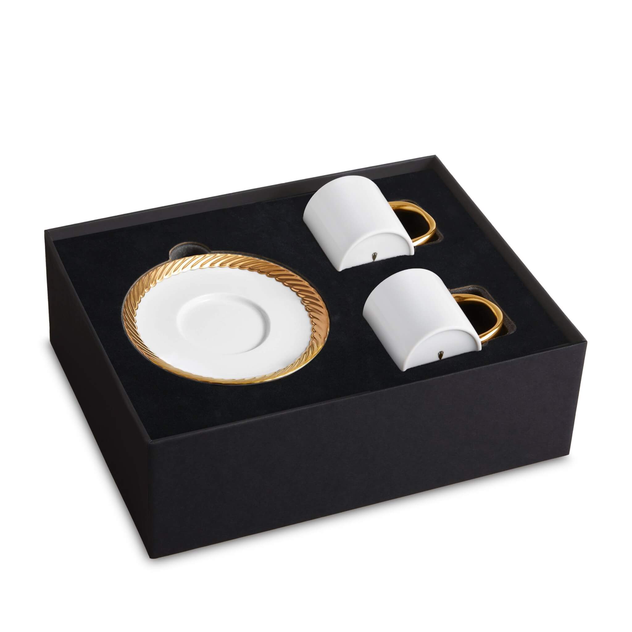 L'Objet Corde Gold Espresso + Saucer (Set of 2) Demitasse Cup