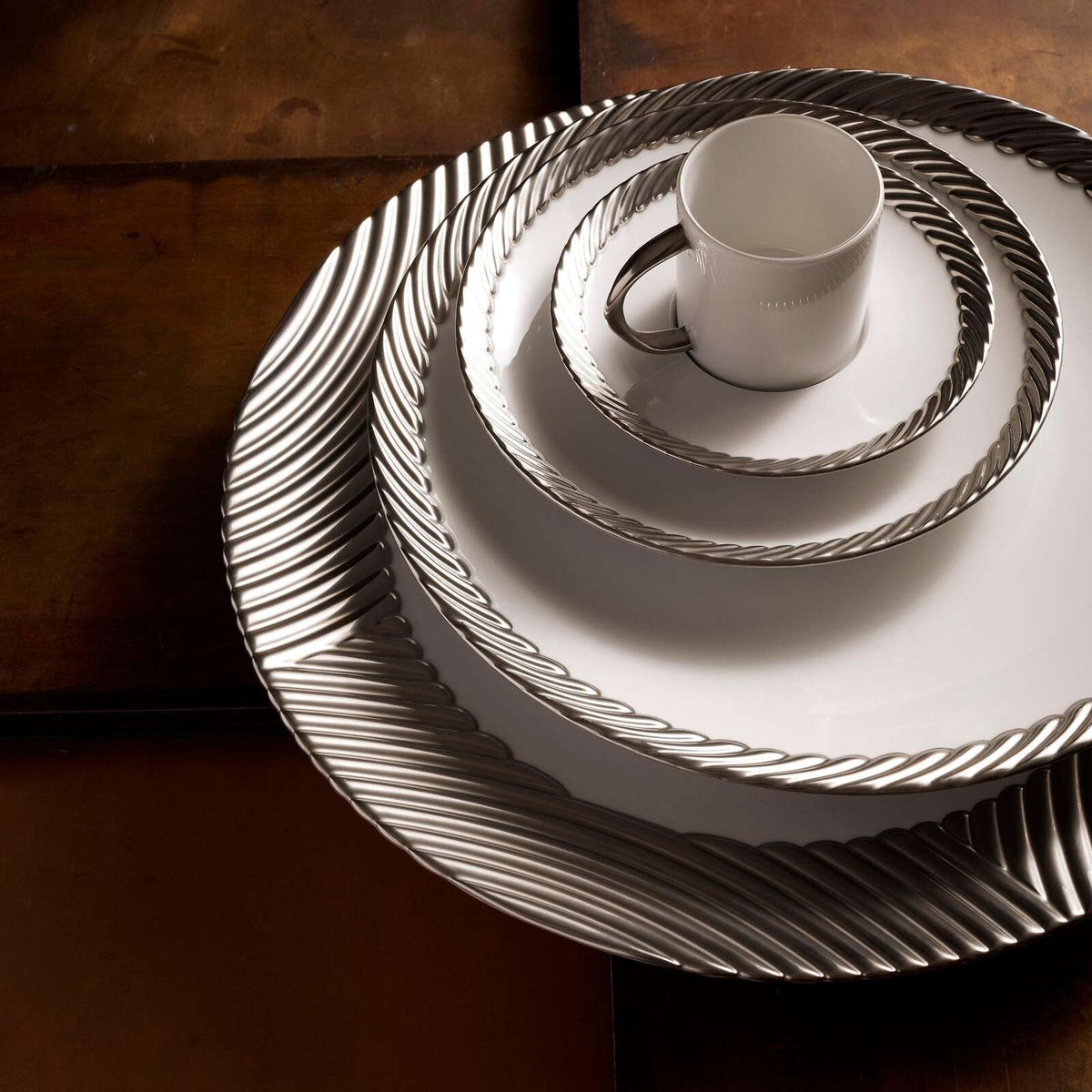L'Objet Corde Platinum Espresso + Saucer (Set of 2) Demitasse Cup, alternate view