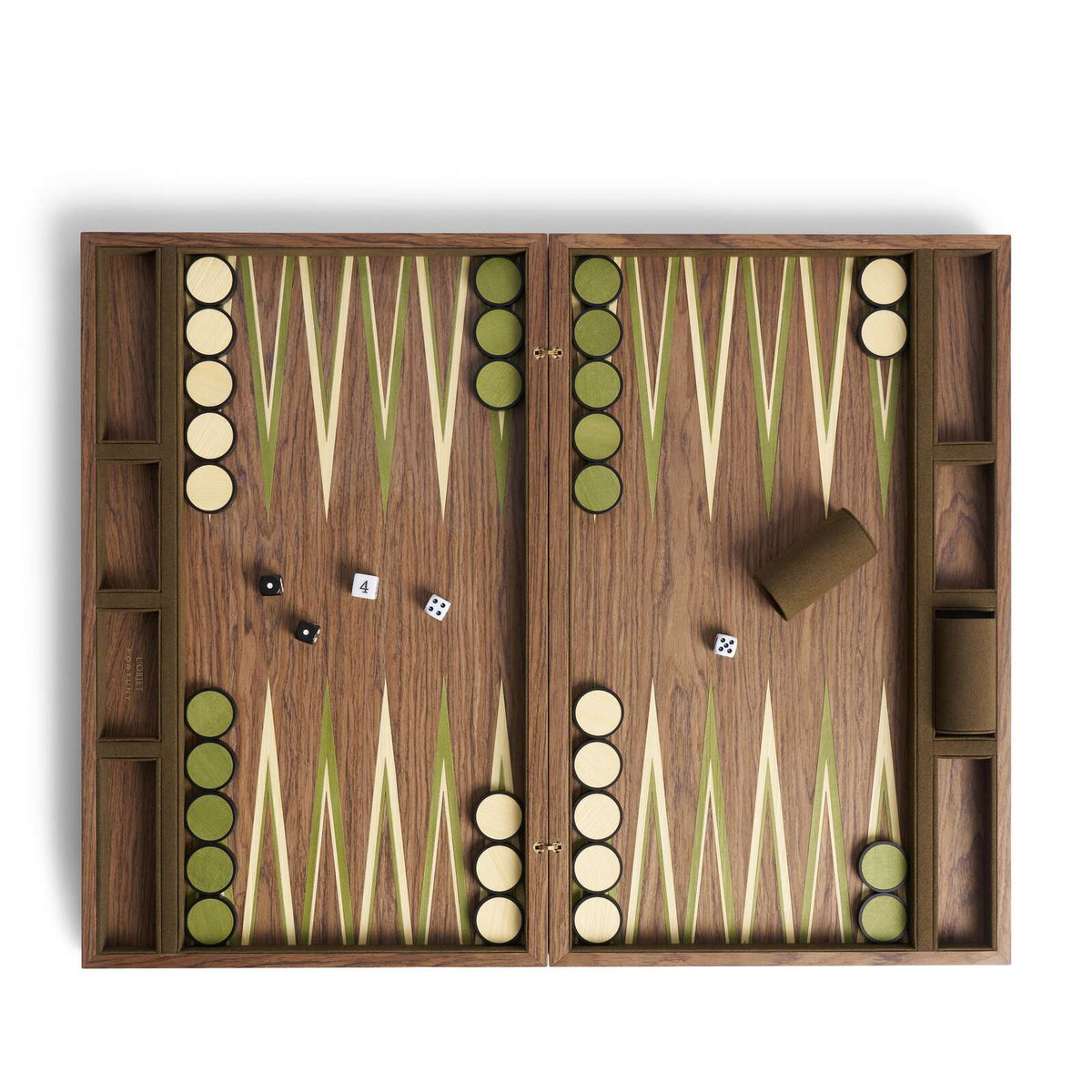 L'Objet Fortuny Backgammon - Camo Isole/Military Green Board & Table Game, alternate view