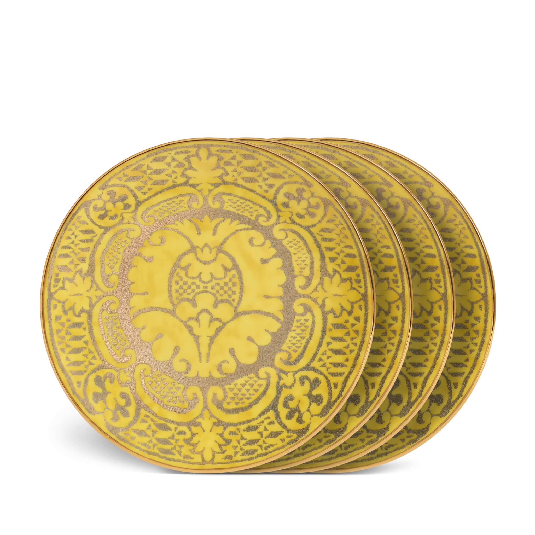 L'Objet Fortuny Orsini Yellow Dessert Plates (Set of 4)