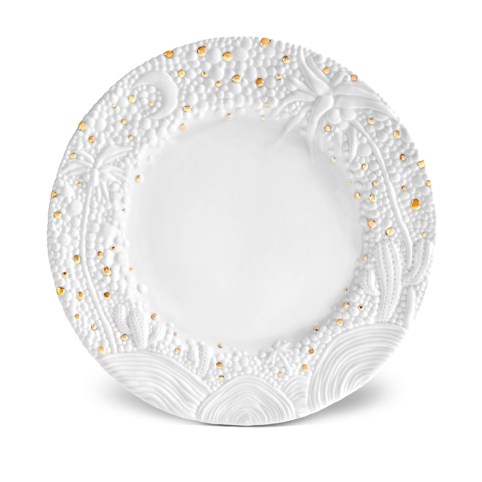 L'Objet Haas Mojave Desert Charger White Charger & Service Plate — Gold