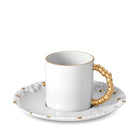 L'Objet Haas Mojave Espresso Cup Saucer White Cup & Saucer Set — Gold