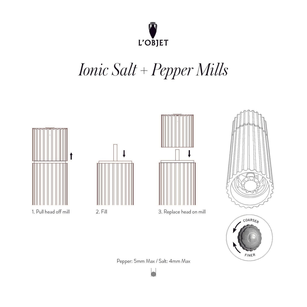 L'Objet Ionic Salt + Pepper Mills - Smoked Oak (Set of 2), alternate view
