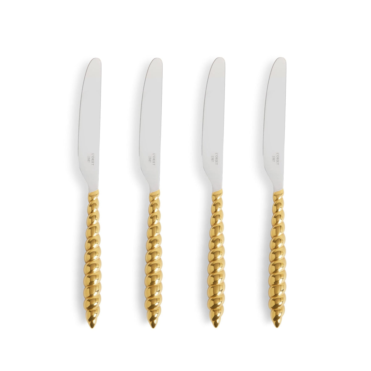 L'Objet Jessica McCormack Shell Flatware Set Luncheon Knives 4-Piece Set - Gold