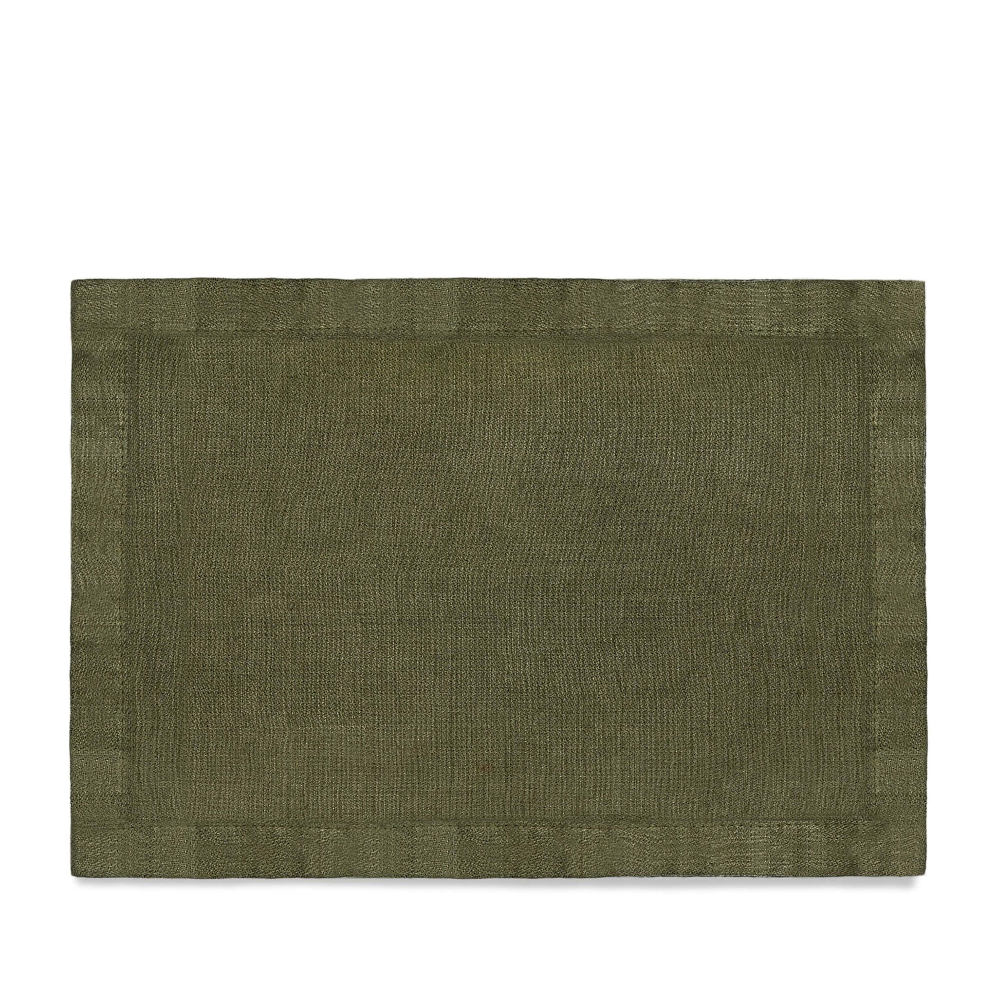 L'Objet Linen Sateen Placemats - Olive (Set of 4)