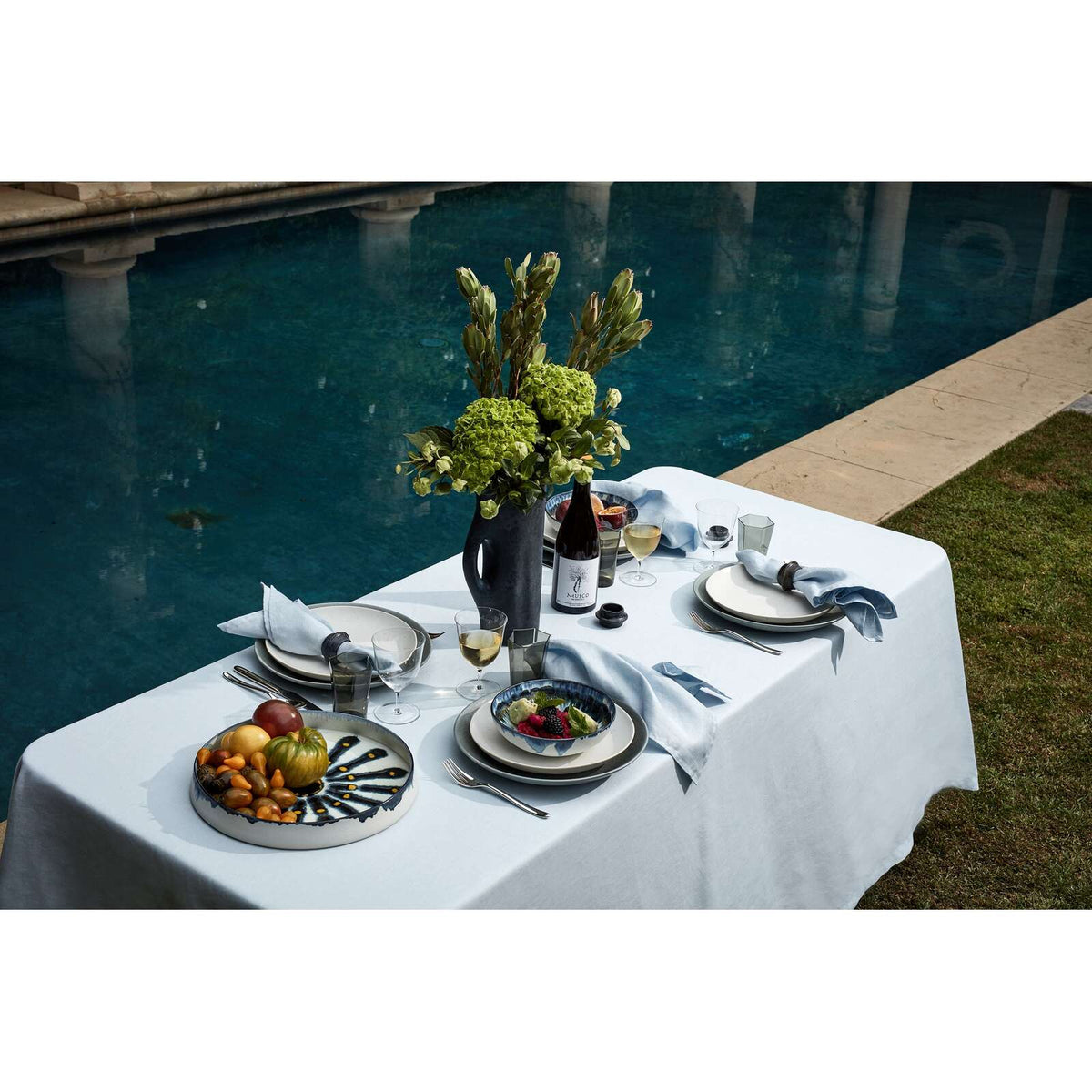 L'Objet Linen Sateen Tablecloth - Light Blue, alternate view
