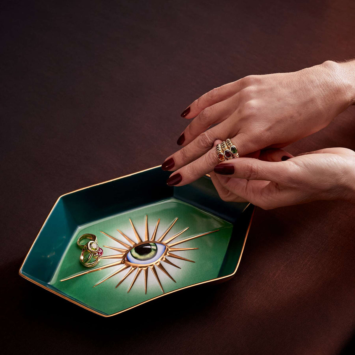 L'Objet Lito Hexagon Tray - Green, alternate view
