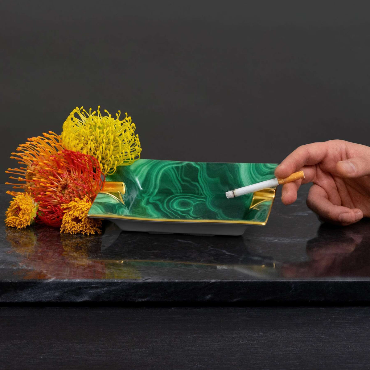 L'Objet Malachite Ashtray, alternate view