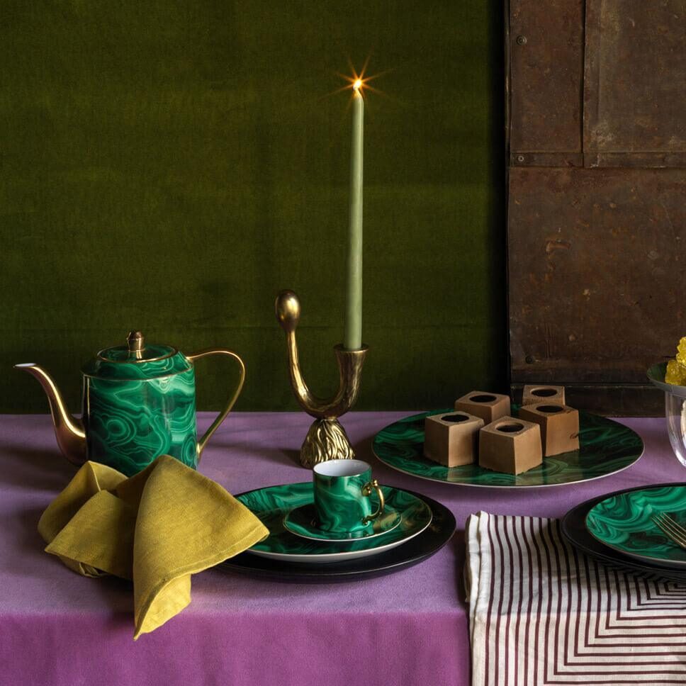 L'Objet Malachite Espresso Cup + Saucer, alternate view