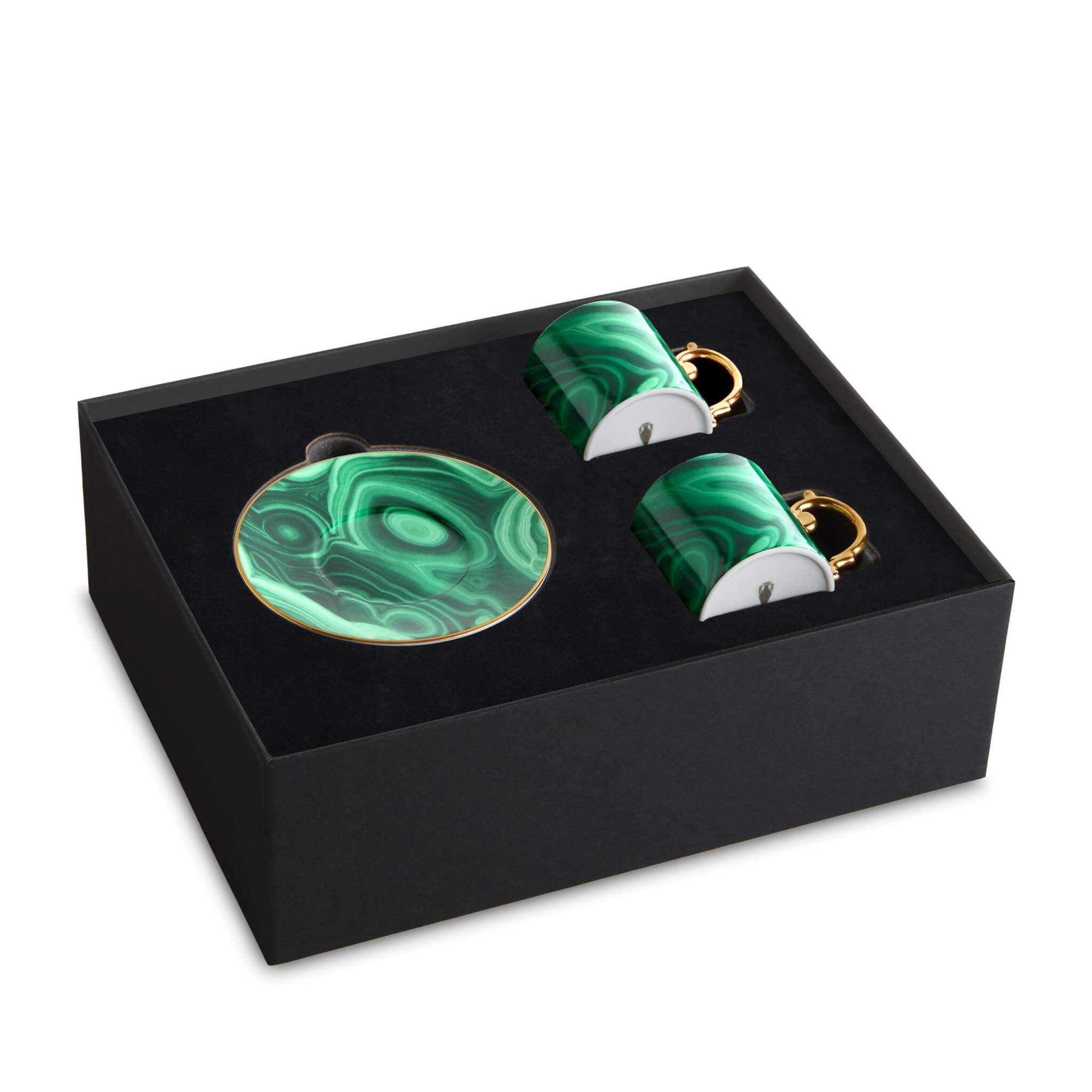 L'Objet Malachite Espresso Cup & Saucer [Set of 2]