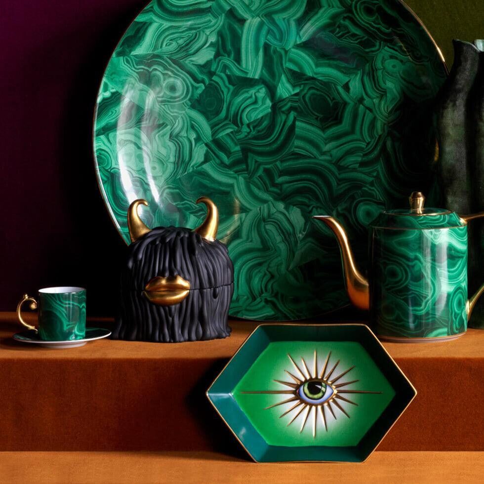 L'Objet Malachite Espresso Cup + Saucer (Set of 6), alternate view