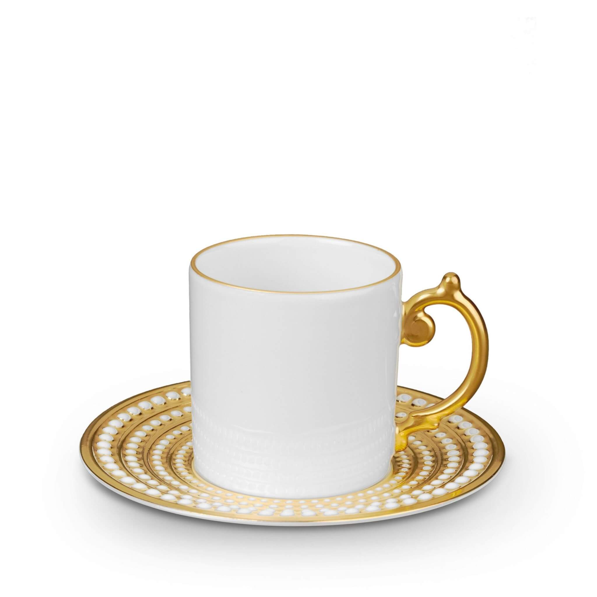 L'Objet Perlée Espresso Cup Saucer — Gold
