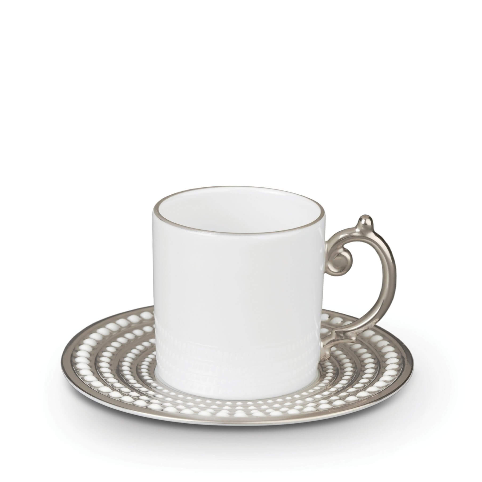L'Objet Perlée Espresso Cup Saucer — Platinum