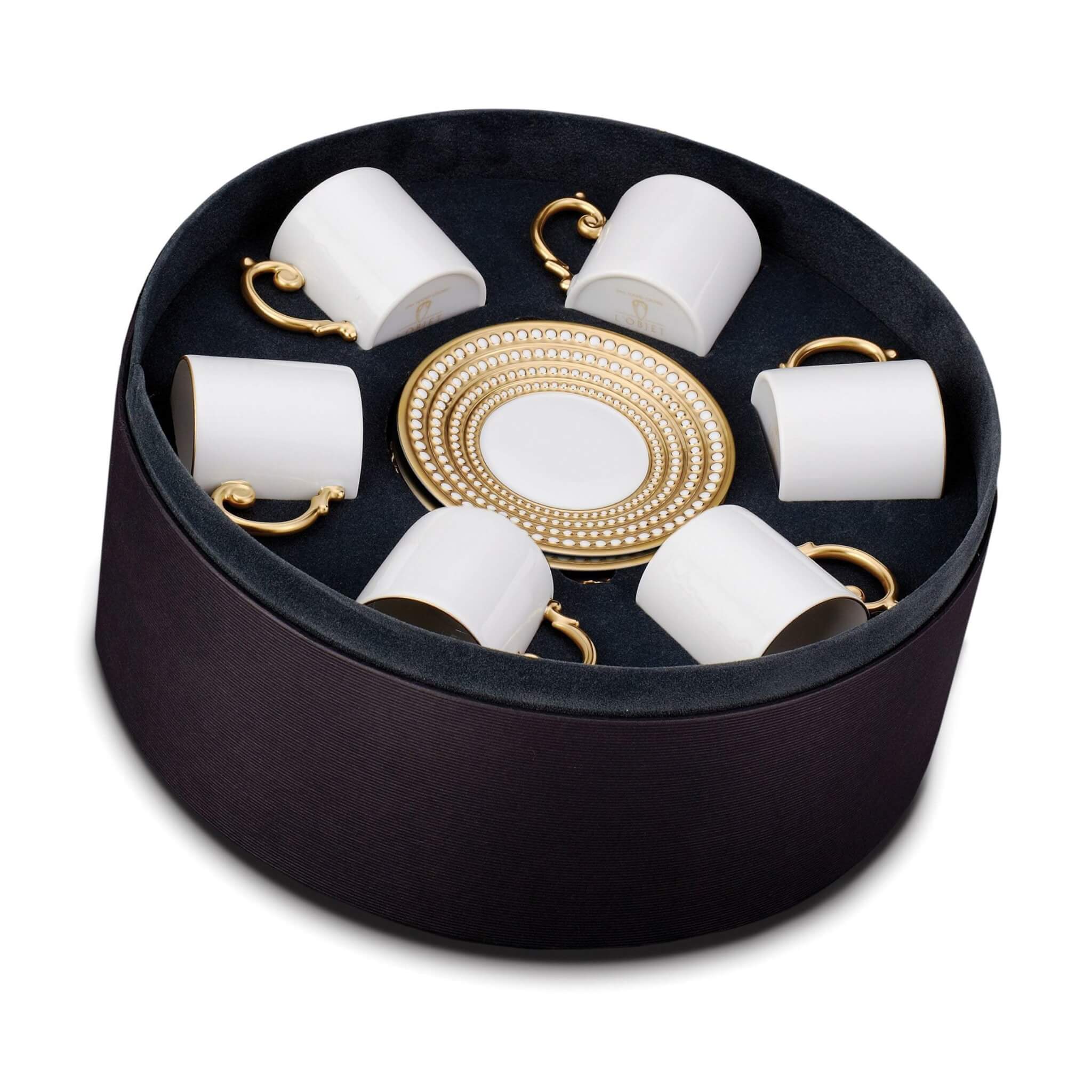 L'Objet Perlée Espresso Cup Saucer Set of 6 — Gold