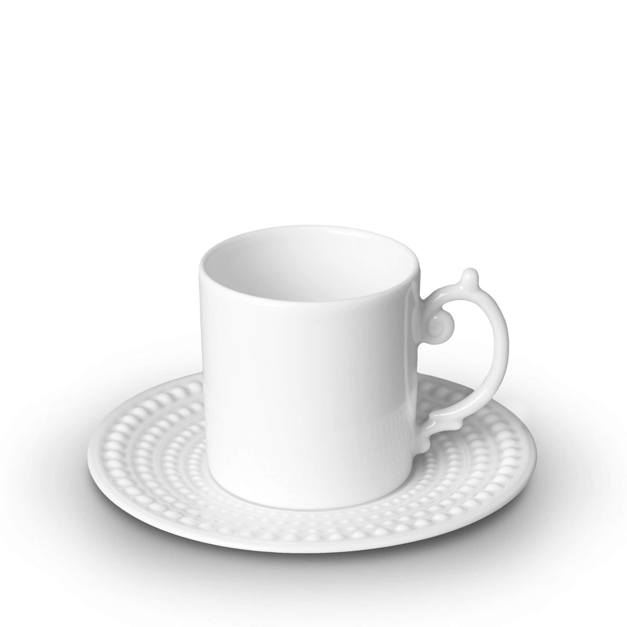 L'Objet Perlée Espresso Cup Saucer — White