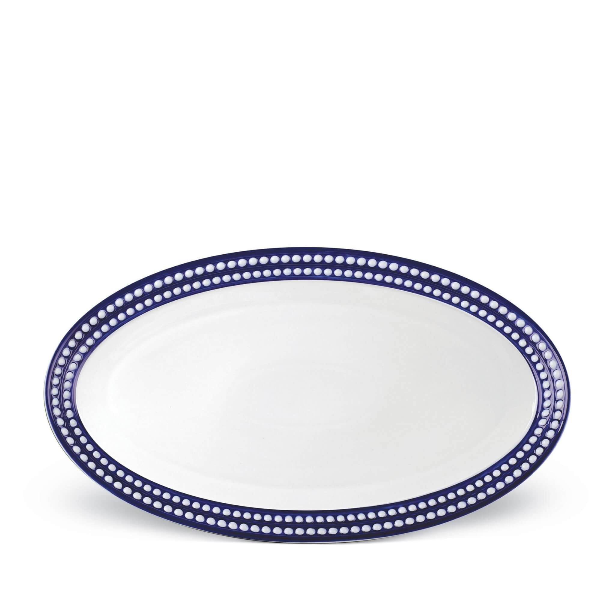 L'Objet Perlée Oval Platter - Blue Charger & Service Plate — Large