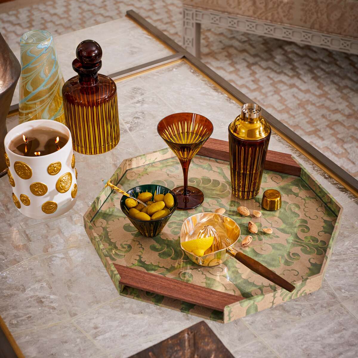 L'Objet Prism Cocktail Set - Amber Cocktail Shaker, alternate view