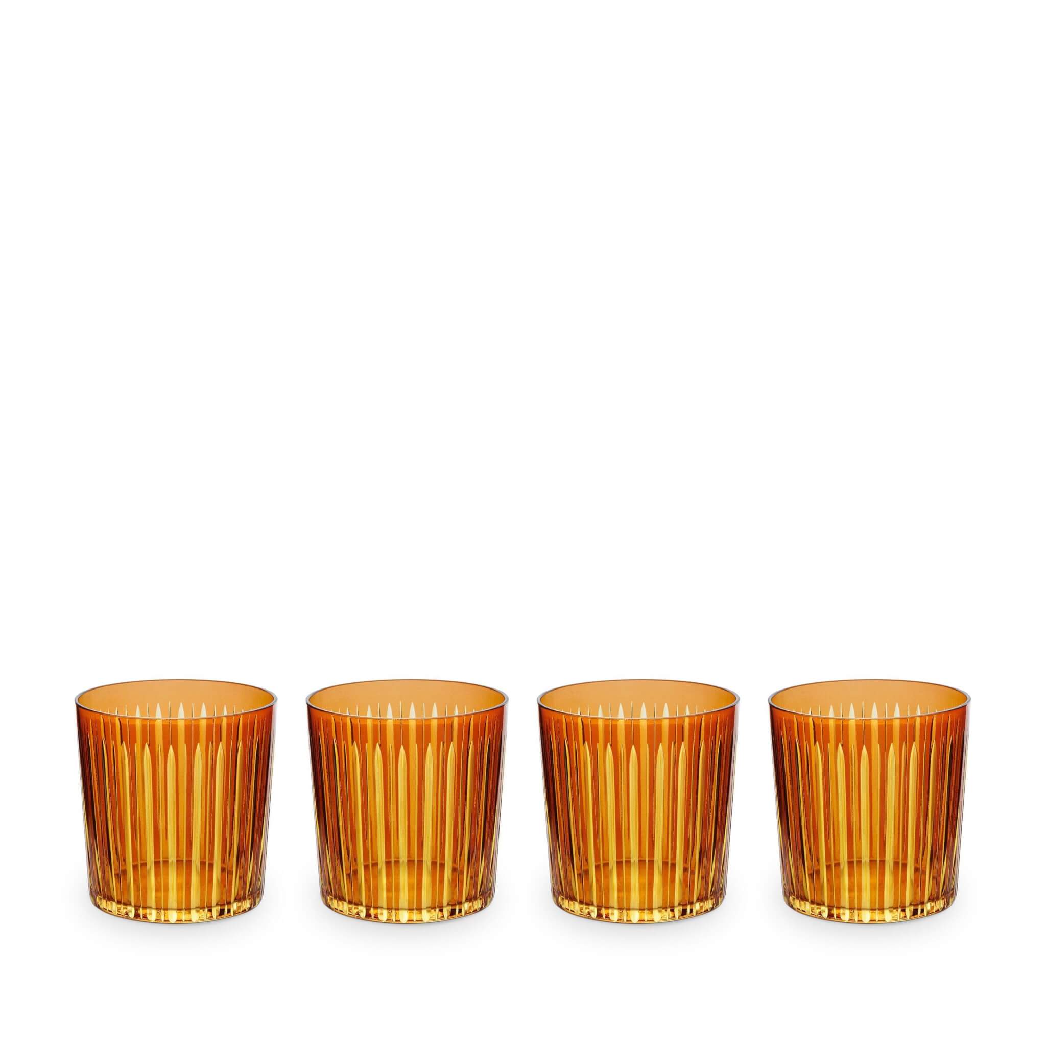 L'Objet Prism Double Old Fashioned Glasses - Amber (Set of 4) Glassware & Drinkware
