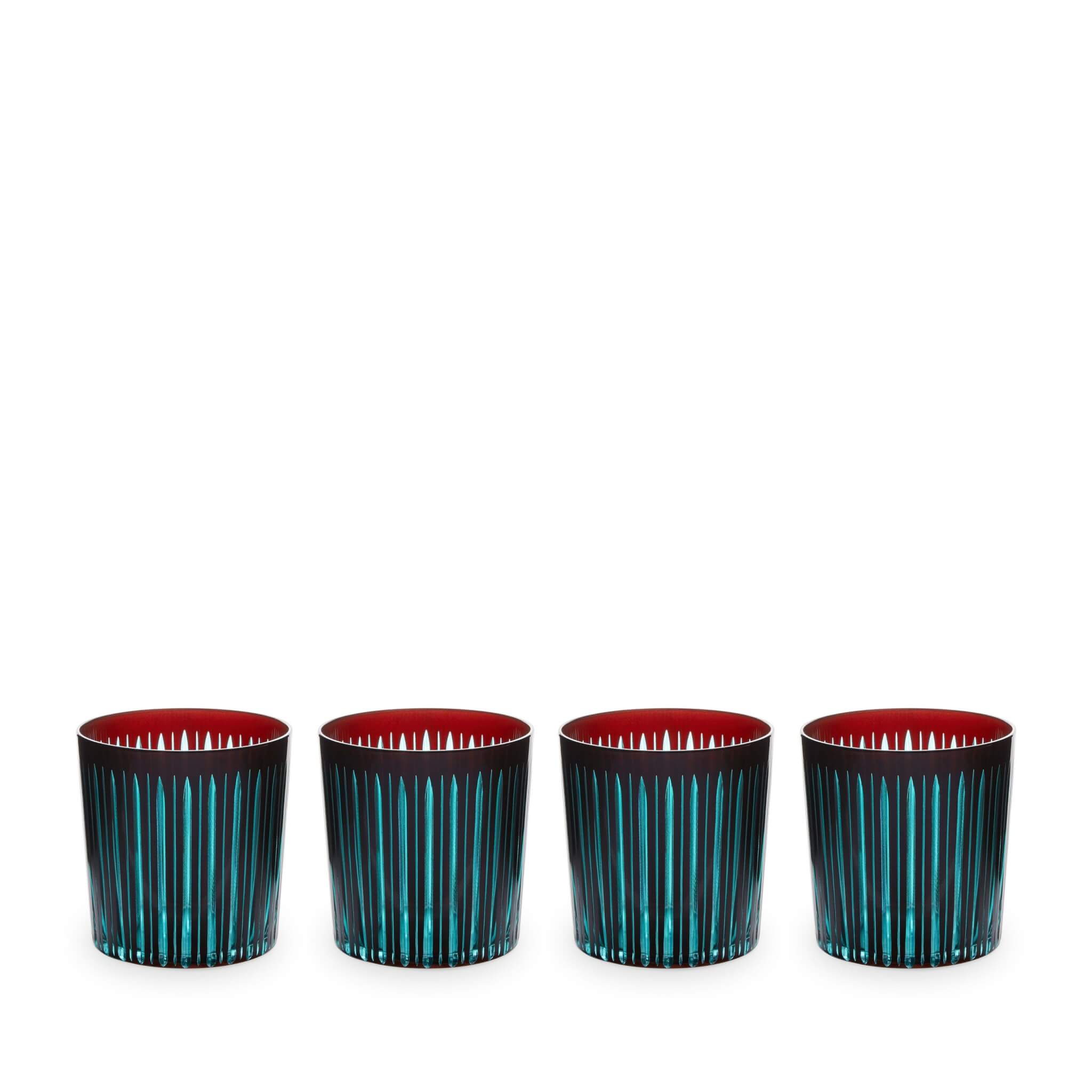L'Objet Prism Double Old Fashioned Glasses-Bordeaux (Set of 4) Glassware & Drinkware