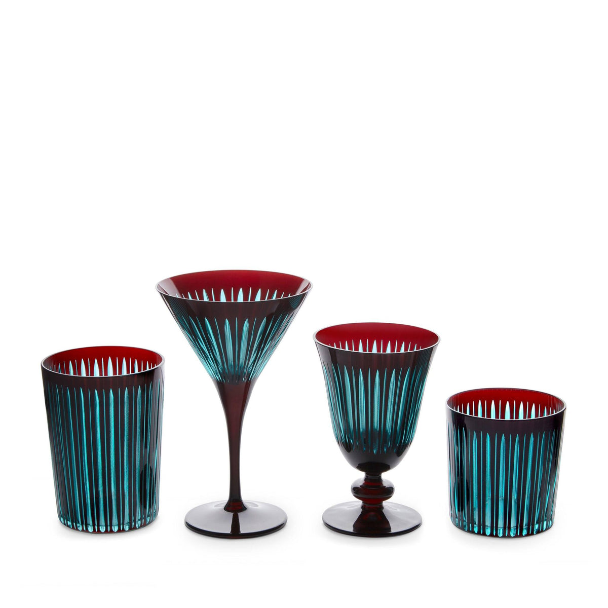 L'Objet Prism Double Old Fashioned Glasses-Bordeaux (Set of 4) Glassware & Drinkware, alternate view