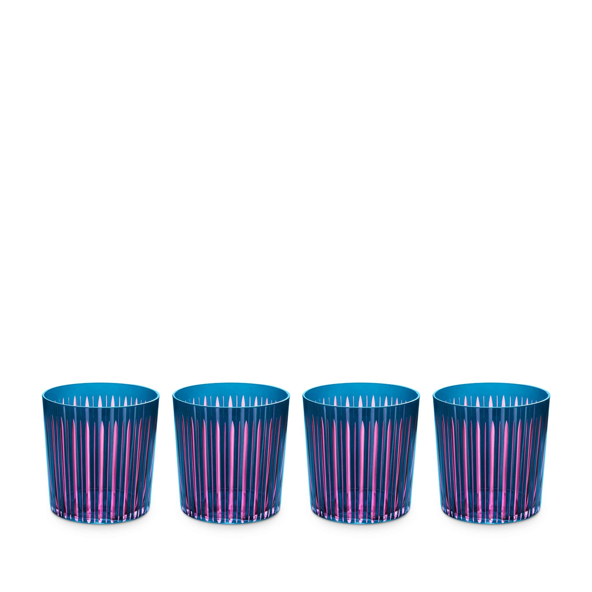 L'Objet Prism Double Old Fashioned Glasses Set of 4 Glassware & Drinkware — Blue