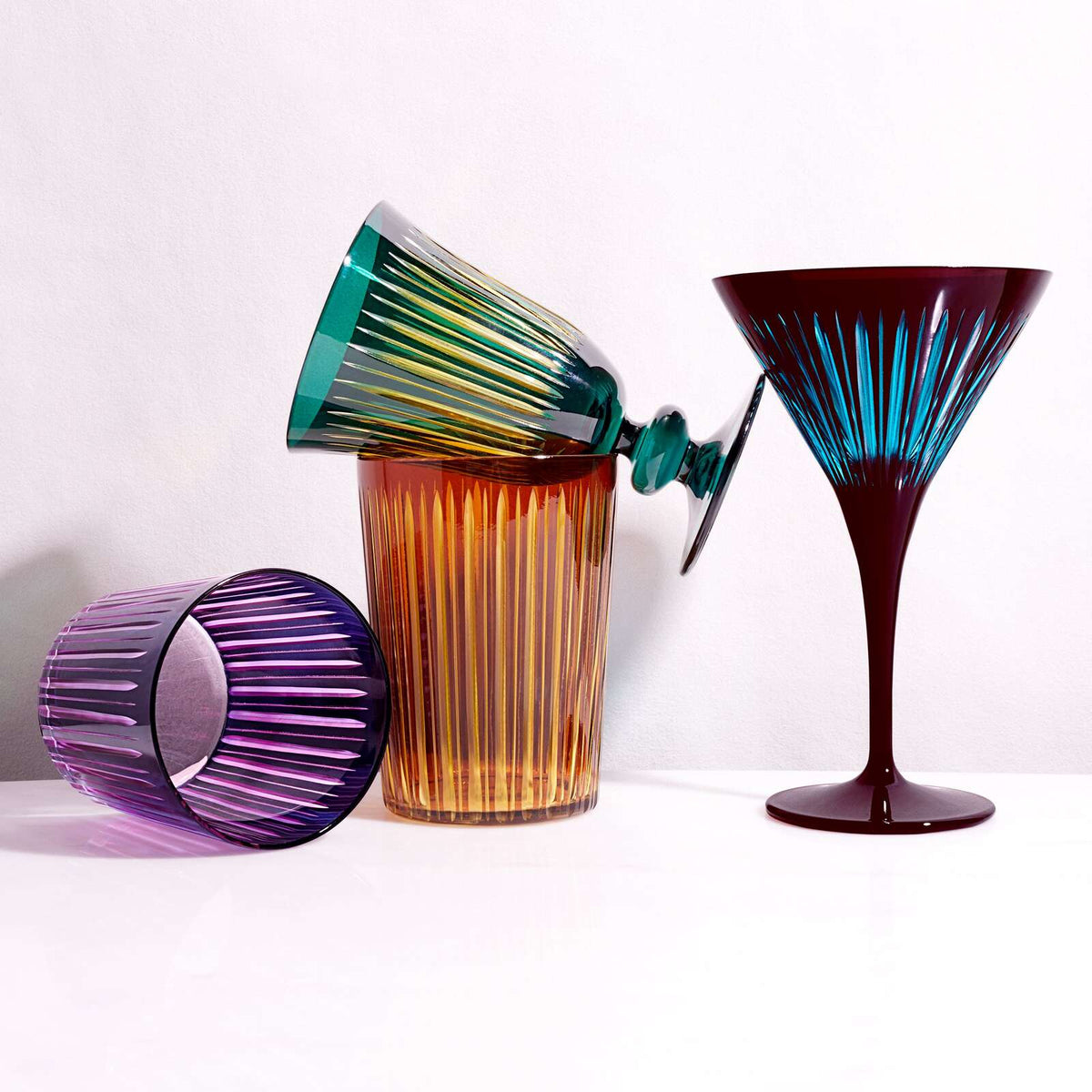 L'Objet Prism Highball Glasses - Amber (Set of 4) Glassware & Drinkware, alternate view