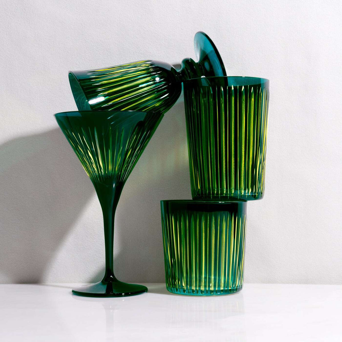 L'Objet Prism Highball Glasses - Green (Set of 4) Glassware & Drinkware, alternate view