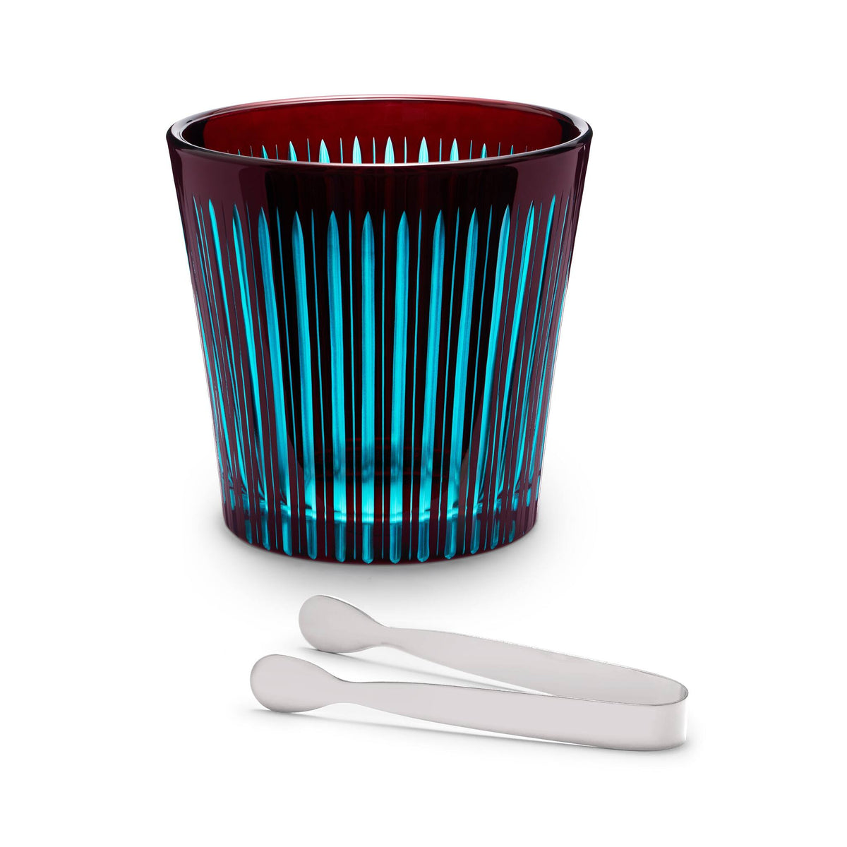 L'Objet Prism Ice Bucket + Tongs - Bordeaux, alternate view