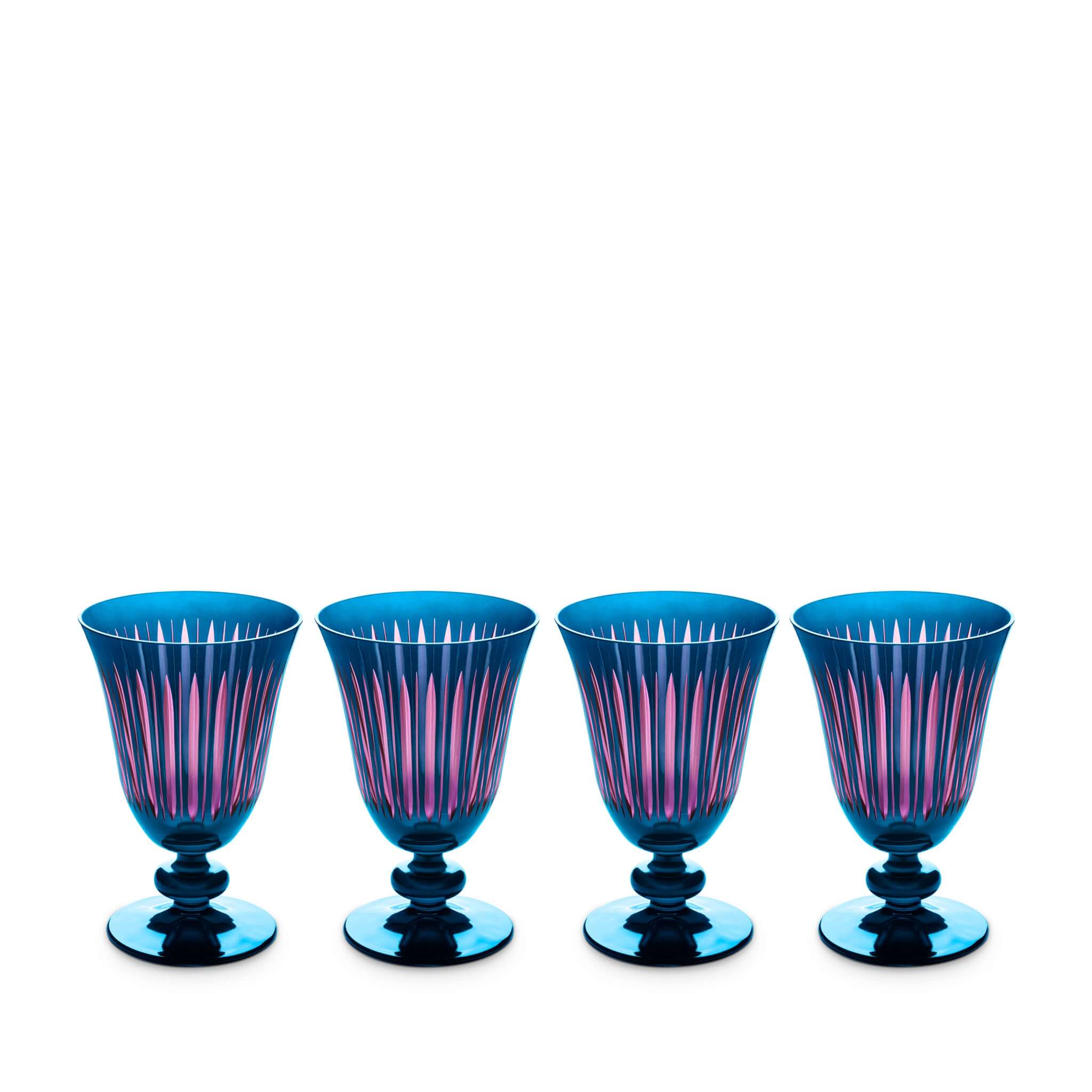 L'Objet Prism Wine Glasses Set of 4 Champagne Flute — Blue