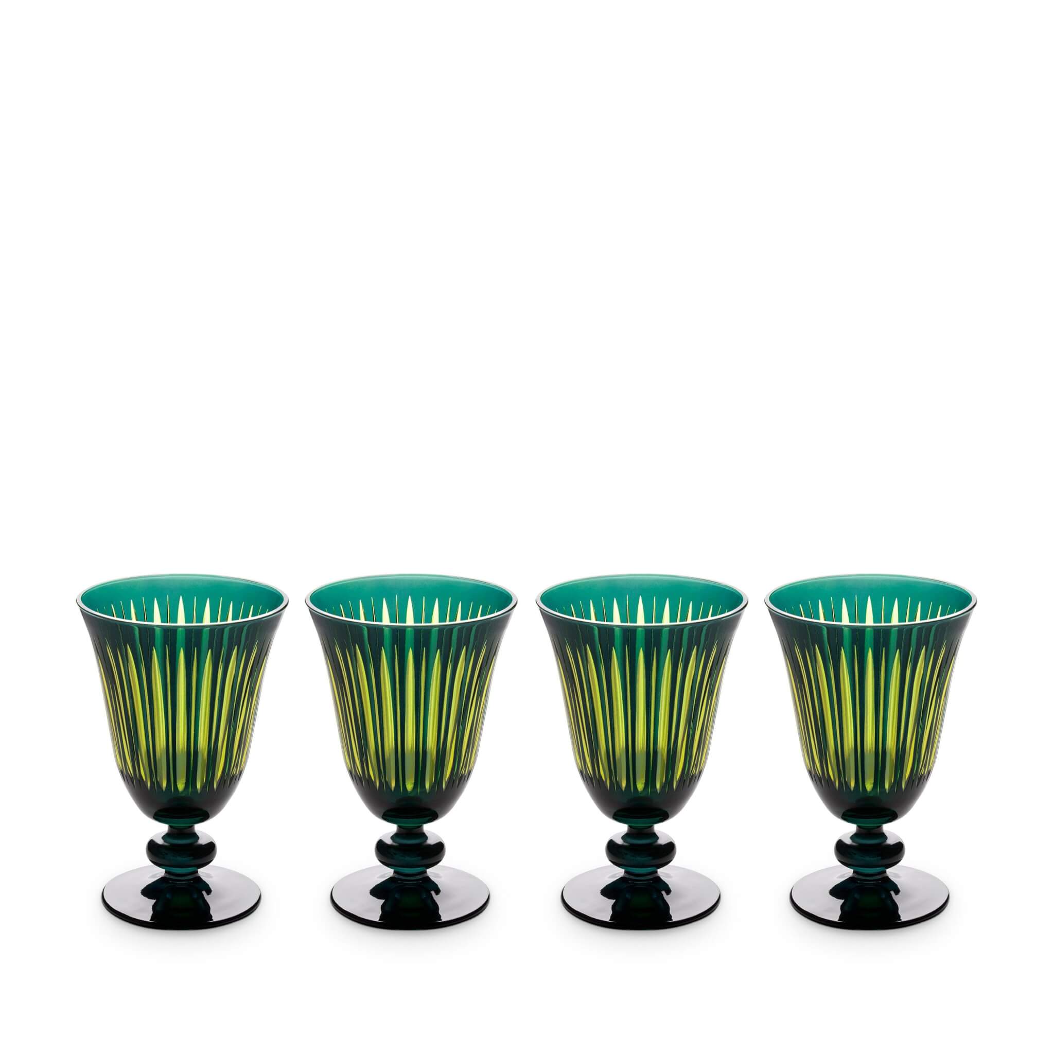 L'Objet Prism Wine Glasses Set of 4 Champagne Flute — Green