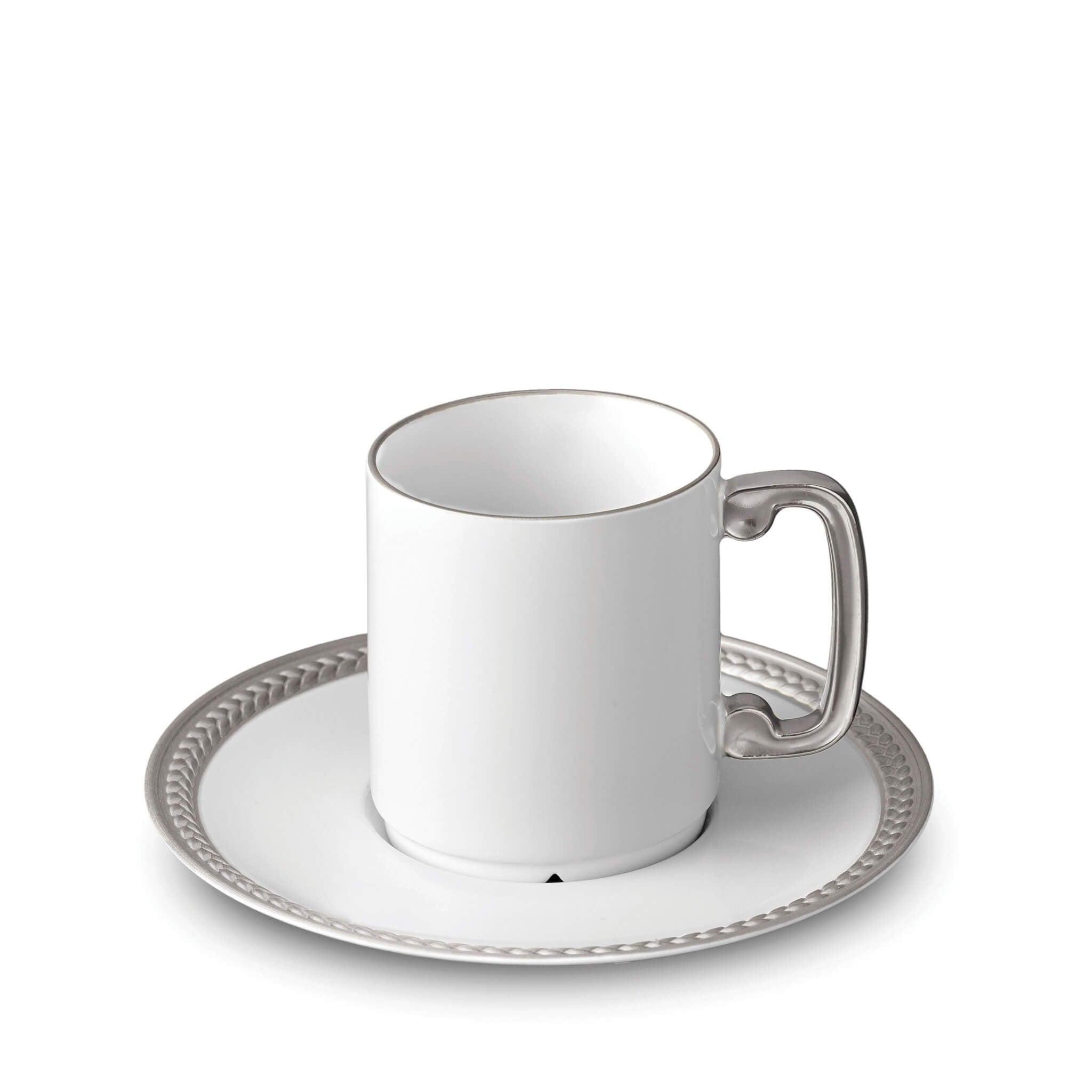 L'Objet Soie Tressée Espresso Cup Saucer — Platinum