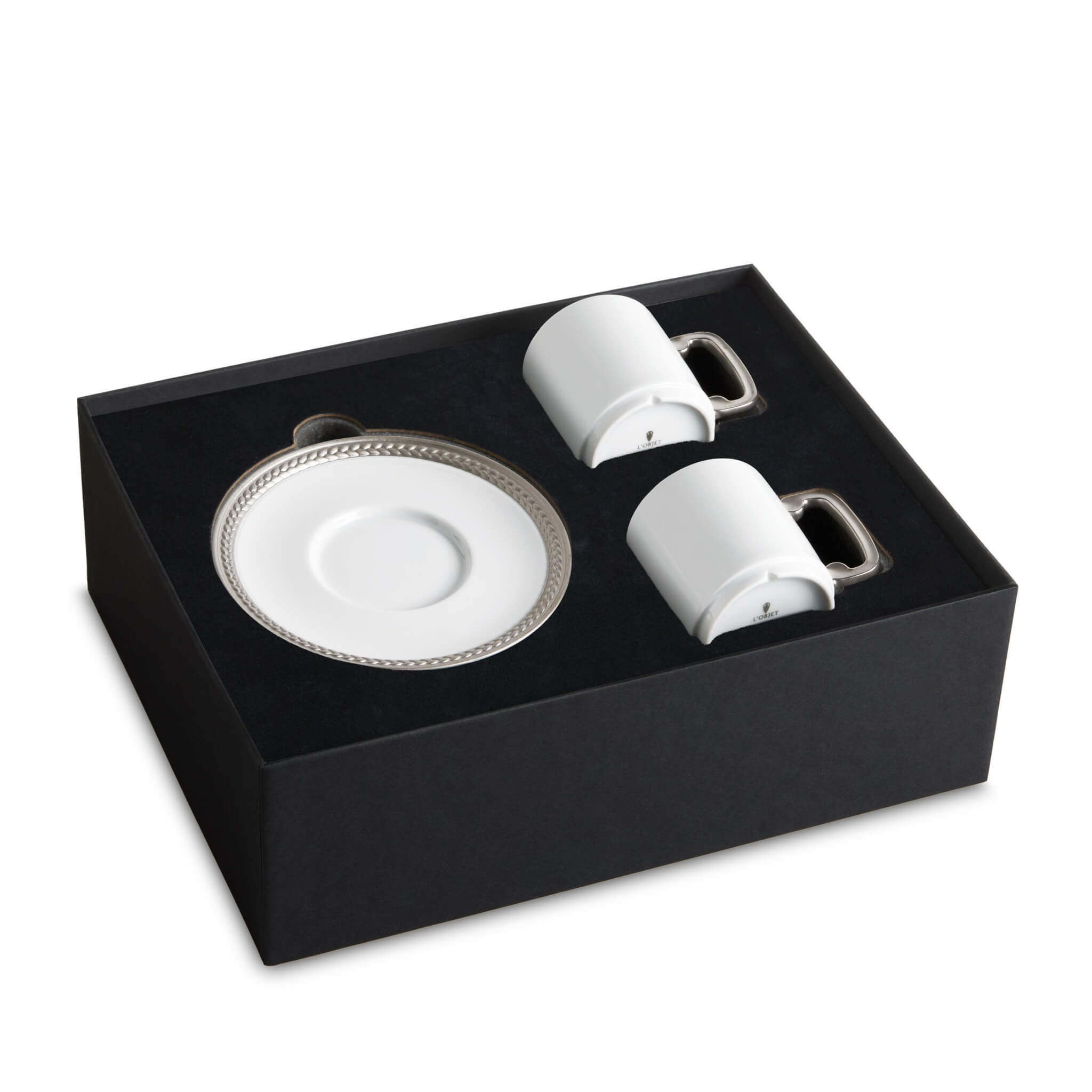 L'Objet ST Espresso Cup Saucer Set of 2 — Platinum