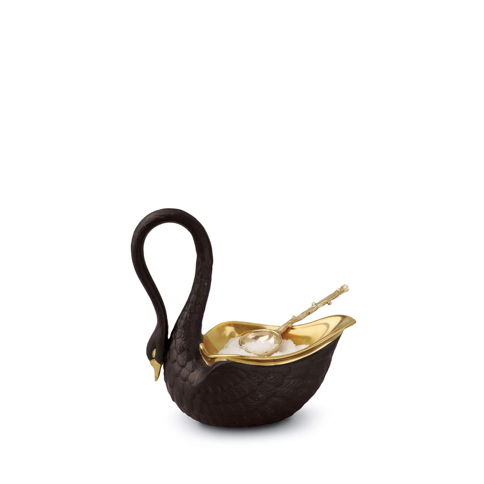 L'Objet Swan Salt Cellar Salt & Pepper Shaker Set — Black