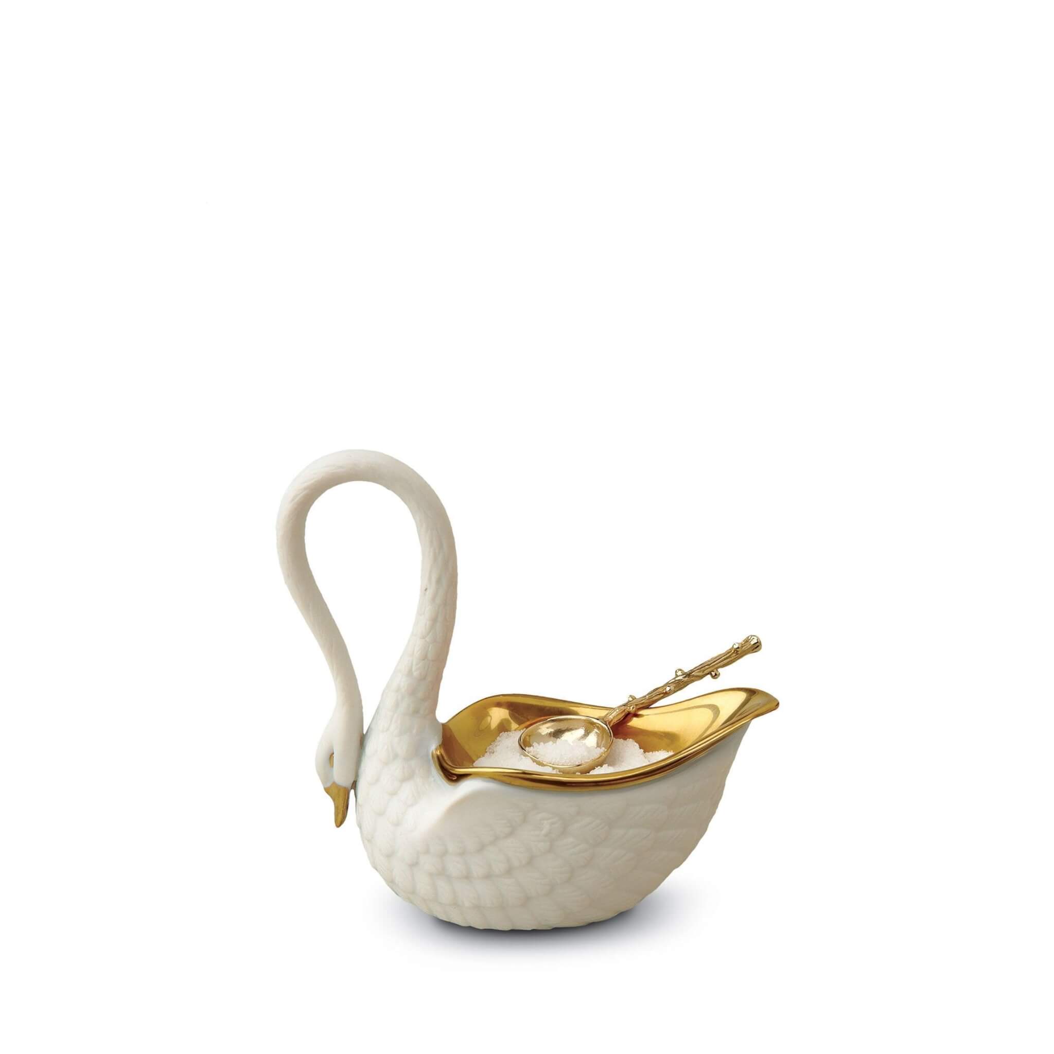 L'Objet Swan Salt Cellar Salt & Pepper Shaker Set — White