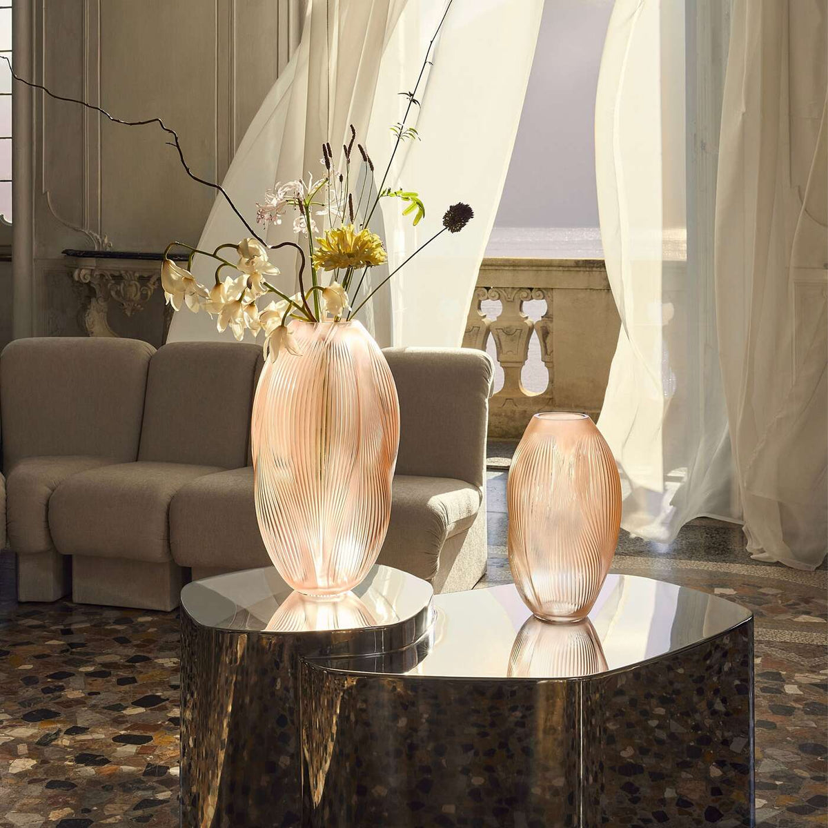Lalique Alizé Vase with Pink Gold Leaves, alternate view