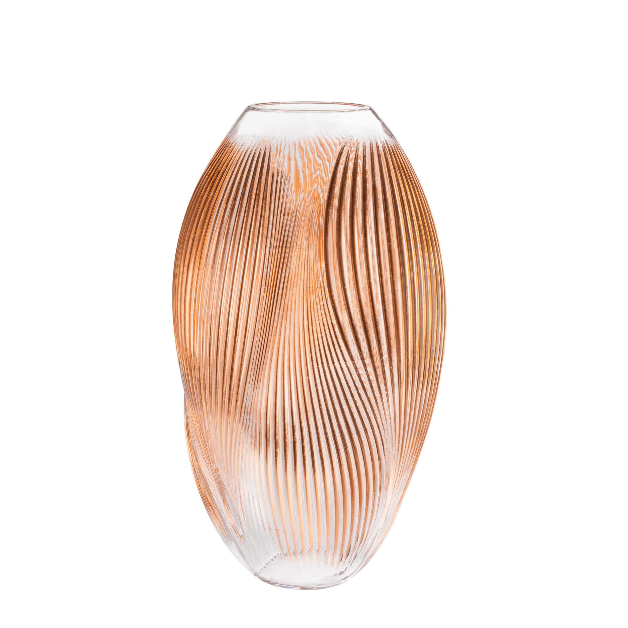 Lalique Alizé XXL Vase with Pink Gold Leaves