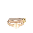 Lalique Cabochon Leather Bracelet in Gold Luster on a white background