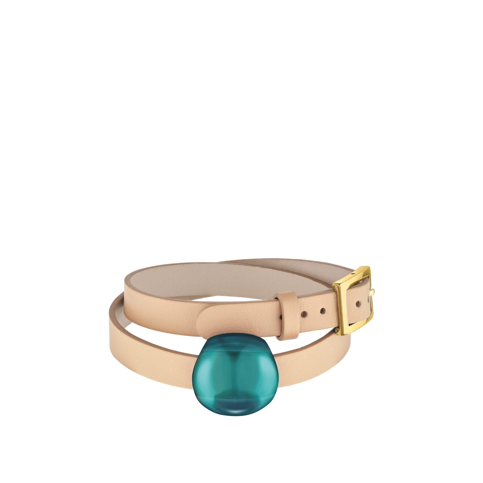 Lalique Cabochon Leather Bracelet