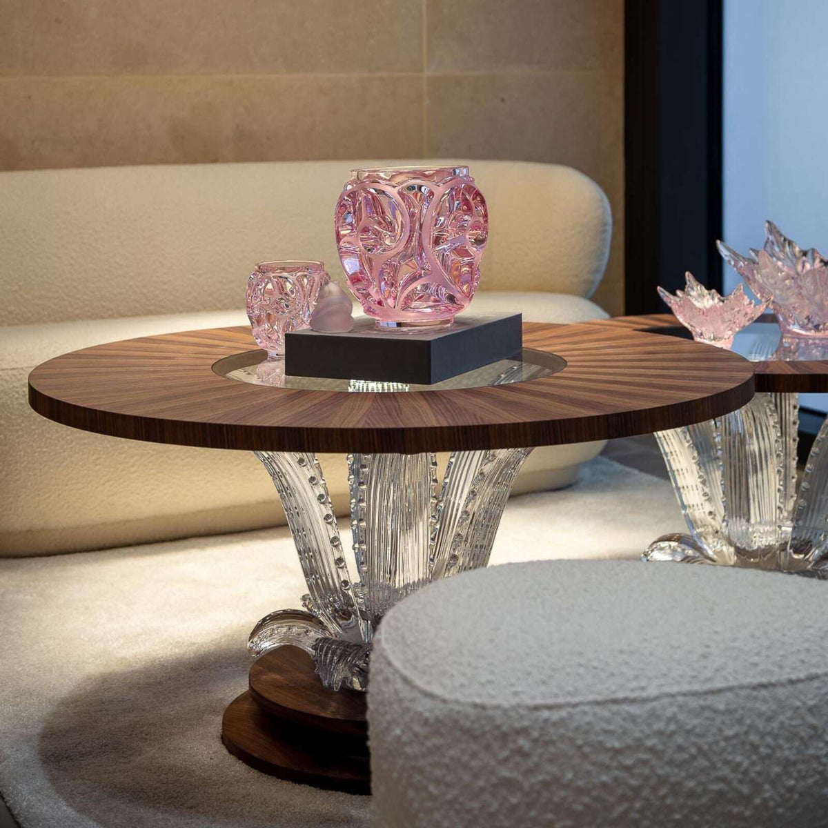 Lalique Cactus Grand Coffee Table Walnut, lifestyle view
